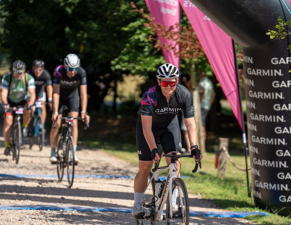 rider crossing the finish line